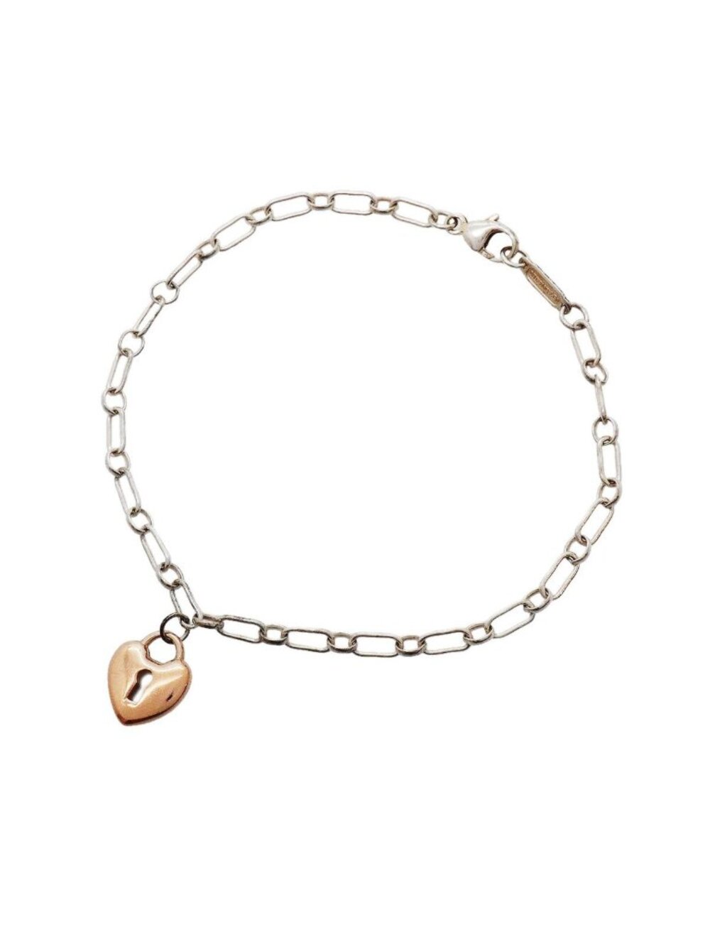 Tiffany & Co Bracelet Heart Lock 18k Pink Gold 925 Sterling Silver